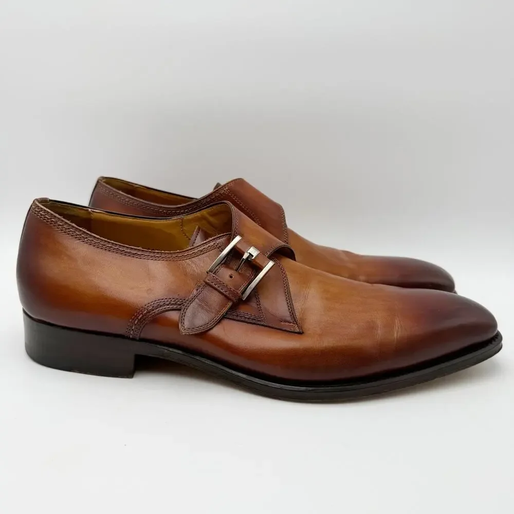 Magnanni Mens Marco ll Dress Monk Shoes US 11.5 Brown Leather EUC